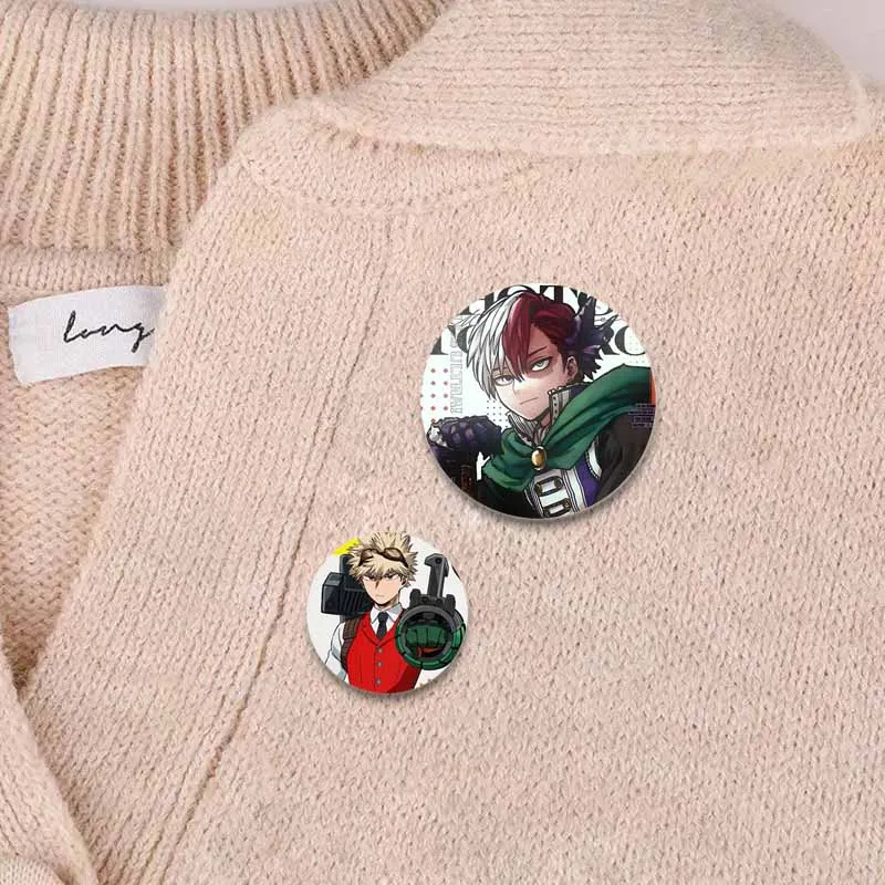 كوميك بطلي الأكاديمية دبابيس مستديرة أنيمي الشكل التلبيب دبابيس ظهره الجينز قميص الكرتون بروش شارة هدايا مجوهرات الأزياء