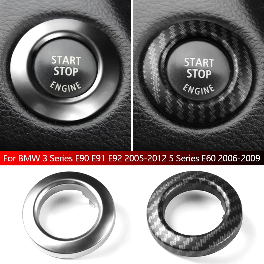 Car Engine Start Stop Button Cover＆Outer Ring Frame Replacement For BMW 1 3 5 Series X1 X3 X5 M5 E87 E81 E90 E91 E92 E89 E60 E83