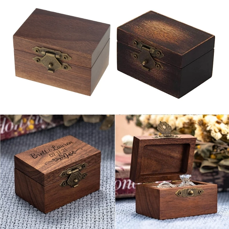 Travel Jewelry Case Decorative Rings Holder Wedding Engraved Rings Box with Matal Clasp Women Solid Rings Box