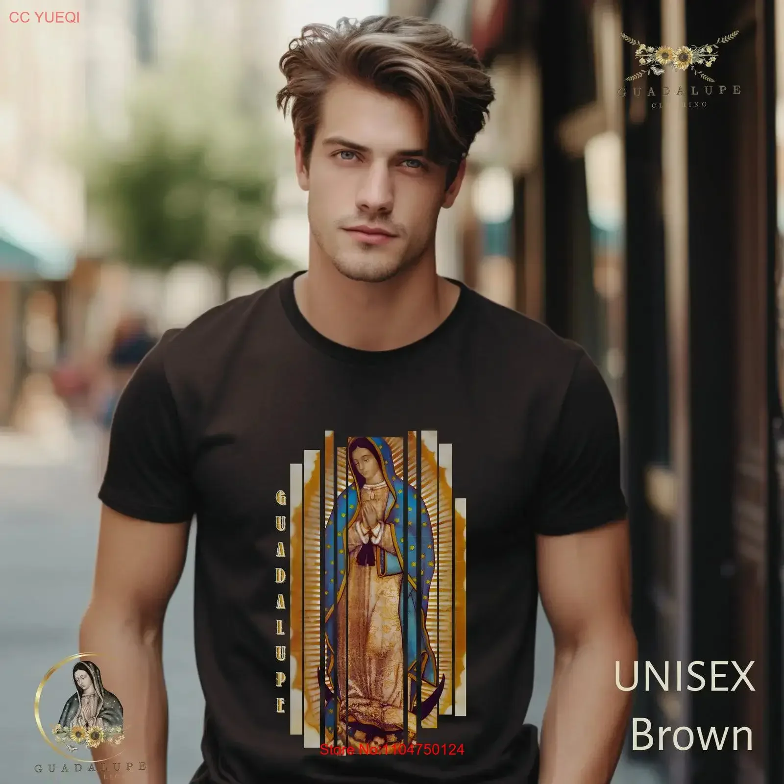 T-shirt Rétro Vintage Guadalupe Vierge Marie Sentimental Religieux Dévotionnel Mexicain Vintage Lavé Doux Graphique Élégant