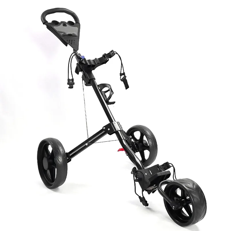 

New Design Aluminium Three Wheel Golf Push Cart Portable Foldable Hand Push Pull Cart with Smooth Rolling Wheels