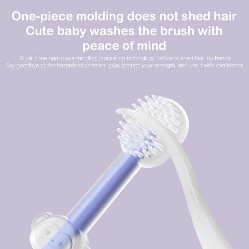 3 uds/1 caja de cepillo de dientes de silicona para bebés de 0 a 1 año, limpiador de recubrimiento de lengua de dientes caducifolios para niños