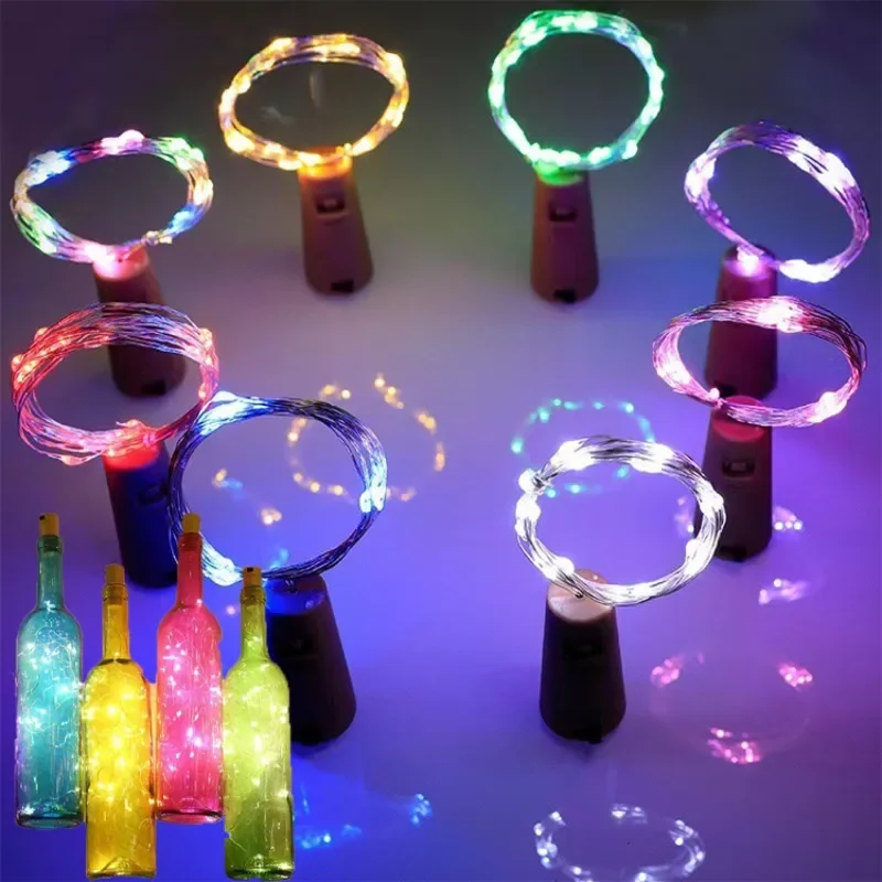 Wijnfles Lampjes Met Kurk Led String Batterij Sprookjesachtige Lichten Slinger Voor Kerstfeest Bruiloft Decoratie Fles Lampjes