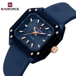 NAVIFORCE Fashion Watch Simple Square Dial Silicone Strap Quartz Business Student Watch Wristwatch Clock for Women Montre Homme