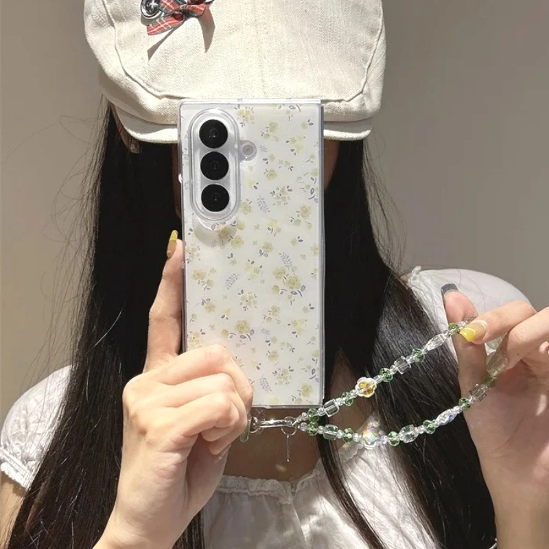 

Для Samsung Galaxy Z Flip 7 FE 6 5 4 3, противоударный чехол с желтым цветком для Samsung Z Fold 7 6 5 4