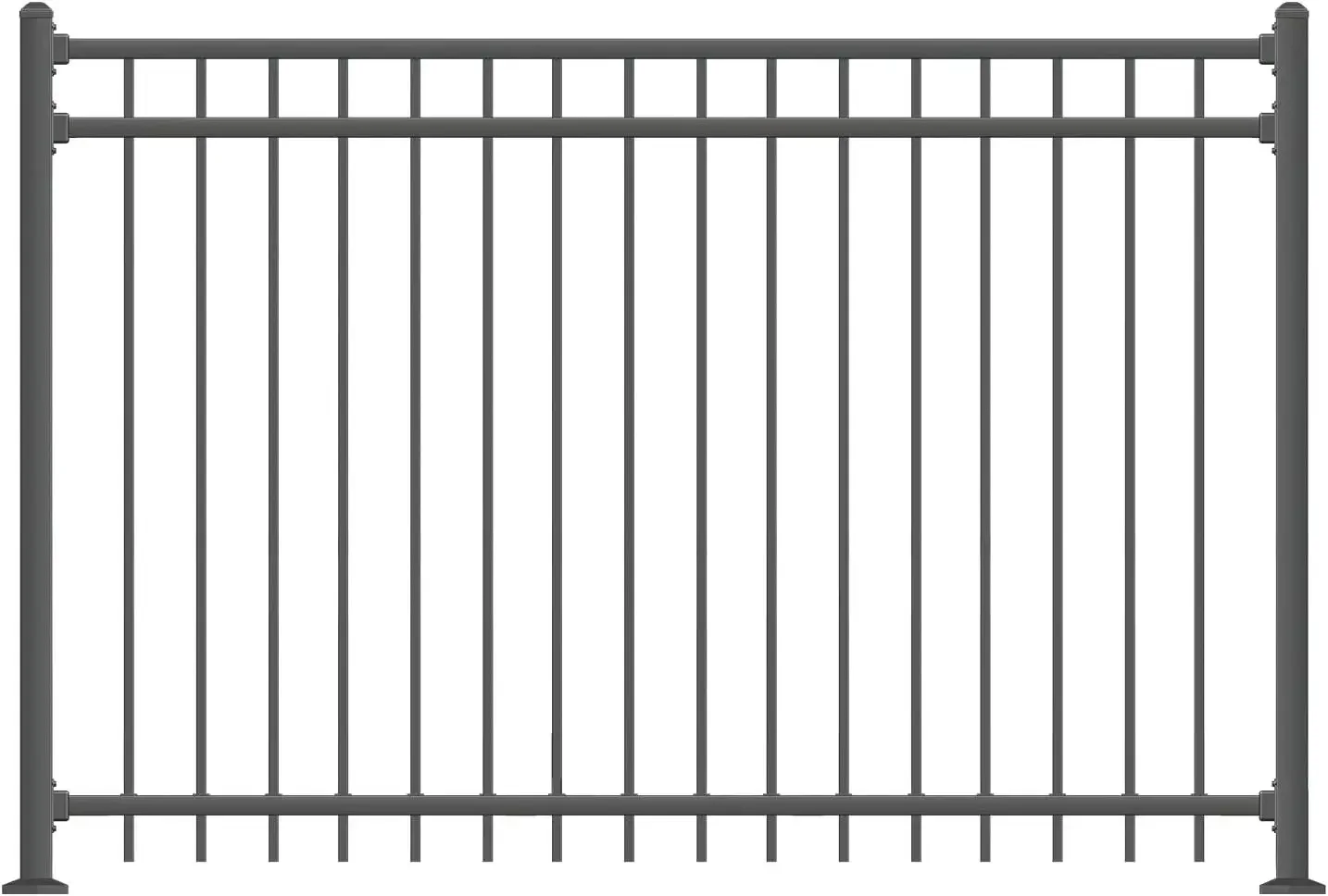 لوحة سياج من الفولاذ الأسود المقاوم للصدأ من HOME - سطح مسطح/جزء سفلي لجيب - للسكن، في الهواء الطلق، ساحة، حديقة، 3 قضبان، 1 وظيفة متضمنة