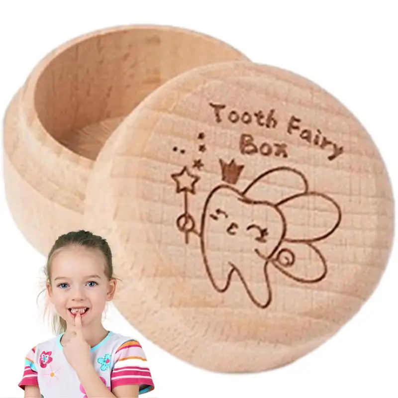 

Tooth Keepsake Box Wooden Baby Memory Box For Tooth Cute Carved Fairy Gifts Tooth Saver Teeth Container For Boy Or Girl