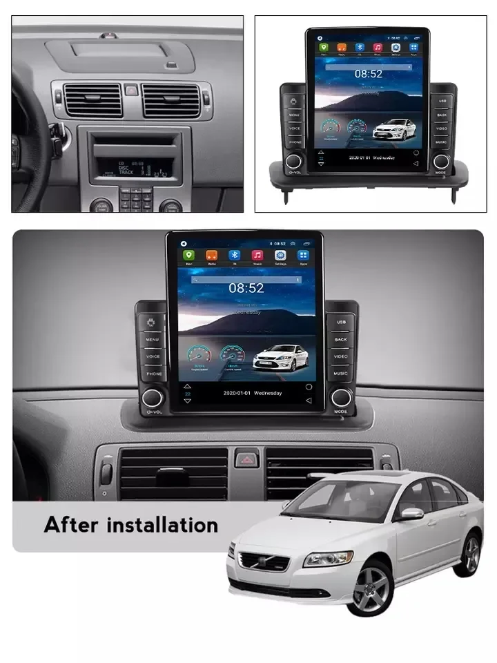 8+128G stereo android For Volvo S40 C30 C70 2004-2012 android car radio car-play+auto key lights dvd player