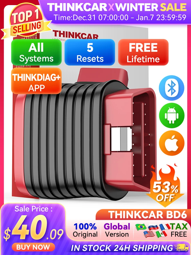 THINKCAR 블루투스 스캐너, 자동차 진단 도구, OBD2 스캐너, 전체 시스템 진단, 무료 자동 진단, OBD 코드 리더, BD6 