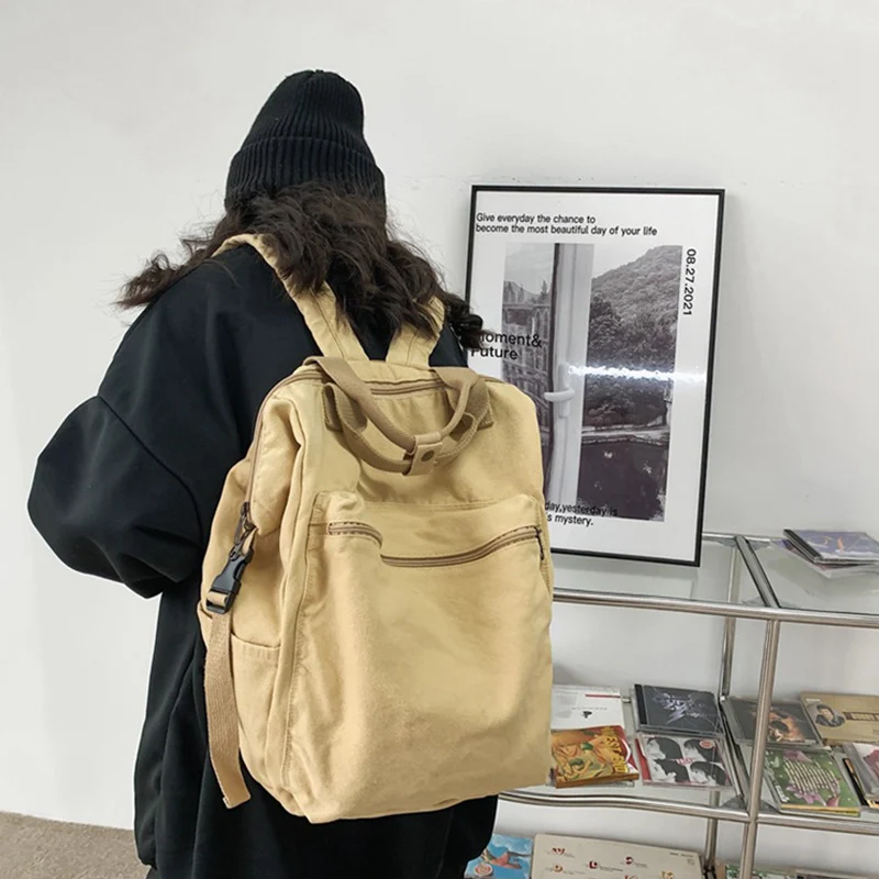 

Preppy Backpack Large Aesthetic College Book Bag Retro Canvas Laptop Backpack Travel Rucksack Casual Daypack