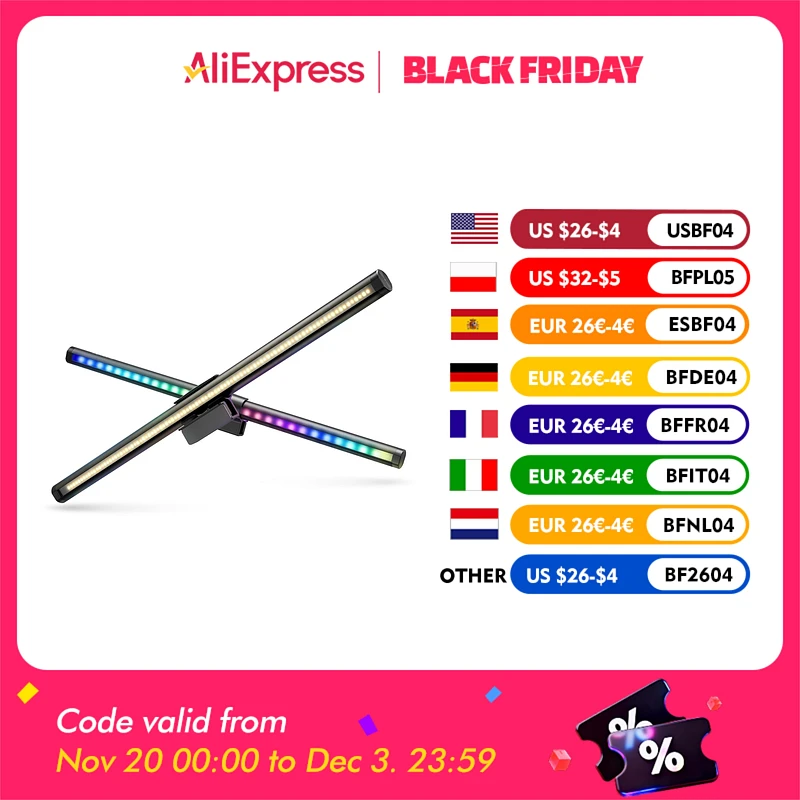 BlitzWolf RGB LED lampada da tavolo dimmerabile Computer da ufficio lampade da tavolo per la cura degli occhi per lo studio schermo di lettura Monitor barra luminosa a sospensione