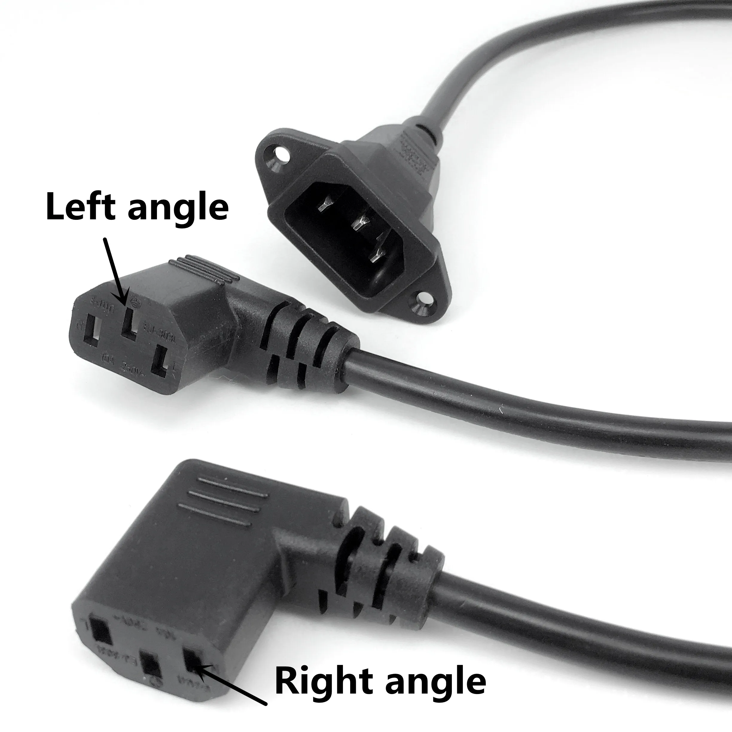 fengyidz IEC320 C14 to C13 Extension cord,C14 with screw holes and C13 Right Angled Short,60cm lenght,H05VV-F 3G 0.75MM