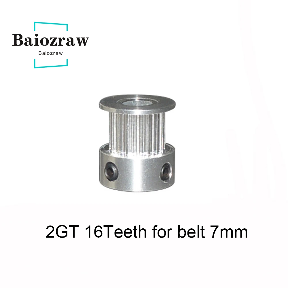 3D Printer Pulley Aluminum Timing Pulley 2GT 16 Teeth Bore 5mm Pulley for 2GT Belt Width 7mm GT2 16T