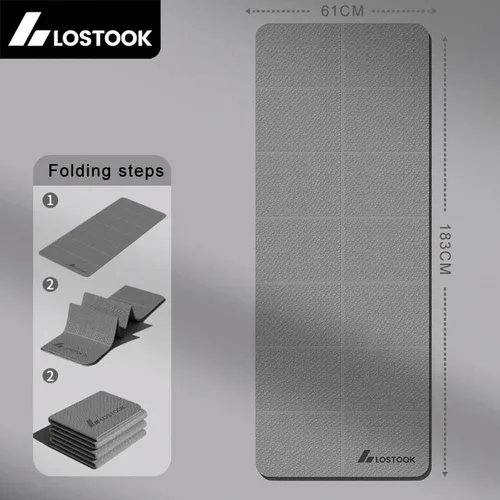 Estera de Yoga plegable de TPE de 4mm de espesor, 183x61cm, fácil almacenamiento para viajes, Yoga, Pilates, estera de suelo para ejercicio en casa