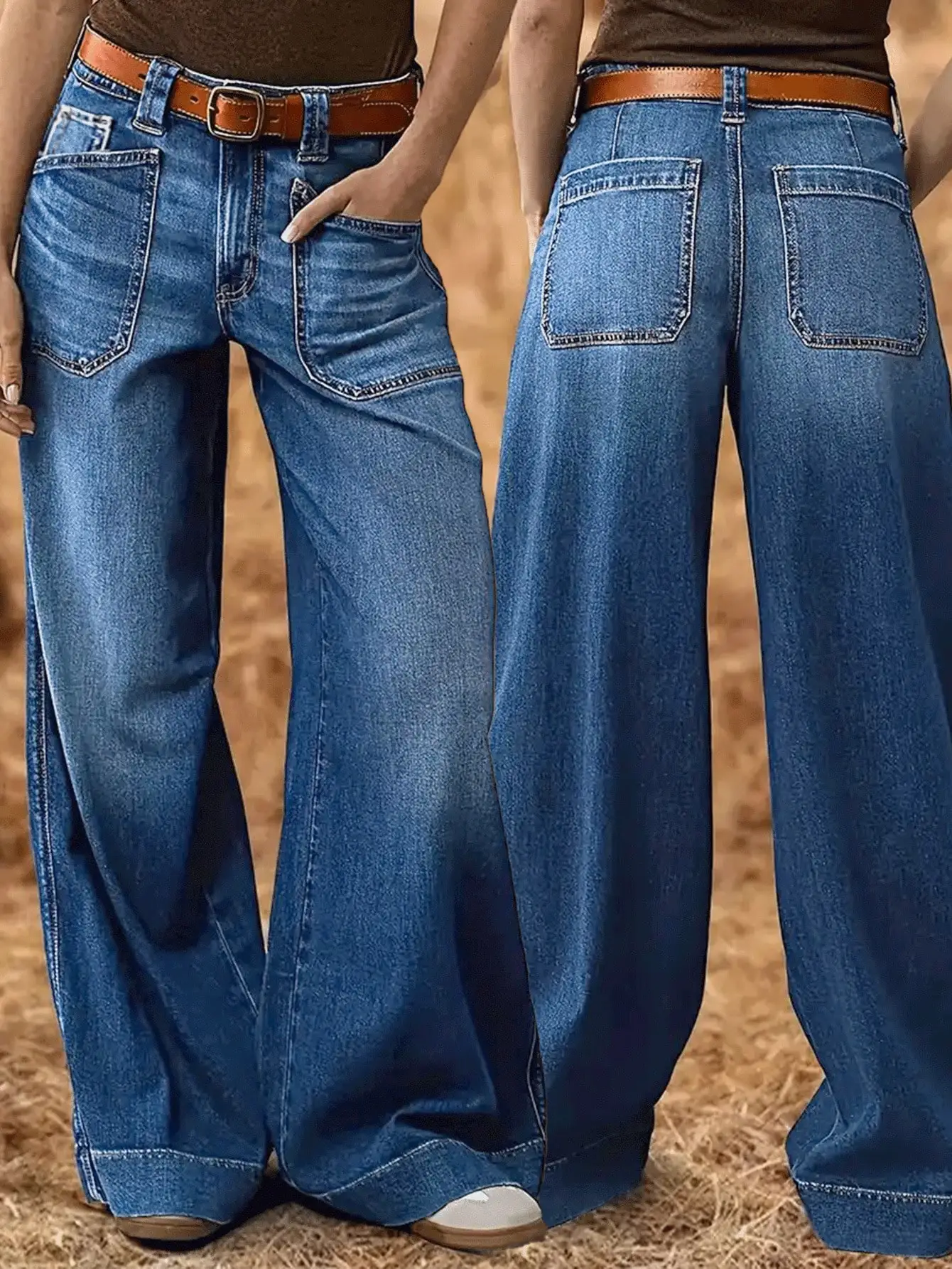 

Женские джинсы с высокой талией, свободного кроя, широкие штанины, летний повседневный стиль