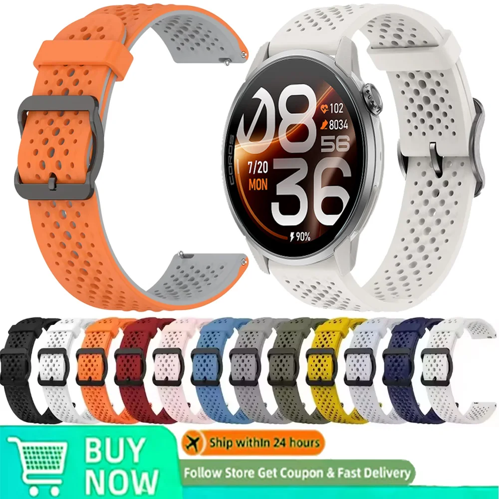 20mm 22mm Breathable Silicone Strap For COROS PACE 4 Pro/4 Watchband Bracelet For COROS APEX 4 42mm/2 Pro Smartwatch Accessories