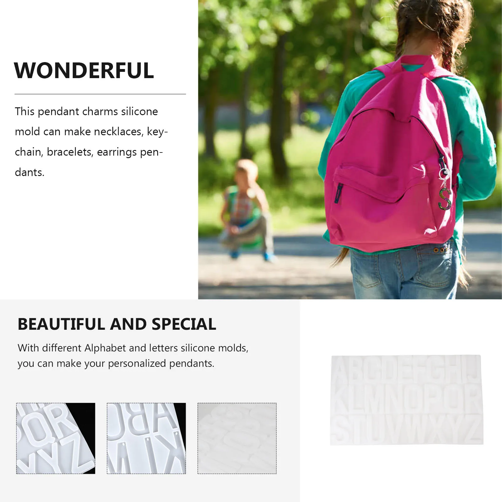 

Reusable Silicone Letter Mold for DIY Resin Crafts Alphabet Molds for Pendant Making Keychain Earring Jewelry Handmade Accessory