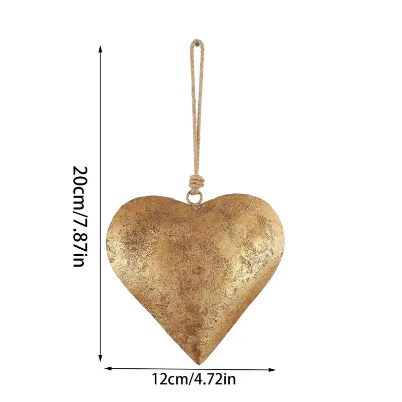 Heart Wall Decor Vintage Metal Heart Wall Metal Bell Decor Antique Finish Heart Bell Heart Decorative Bell with Hanging rope