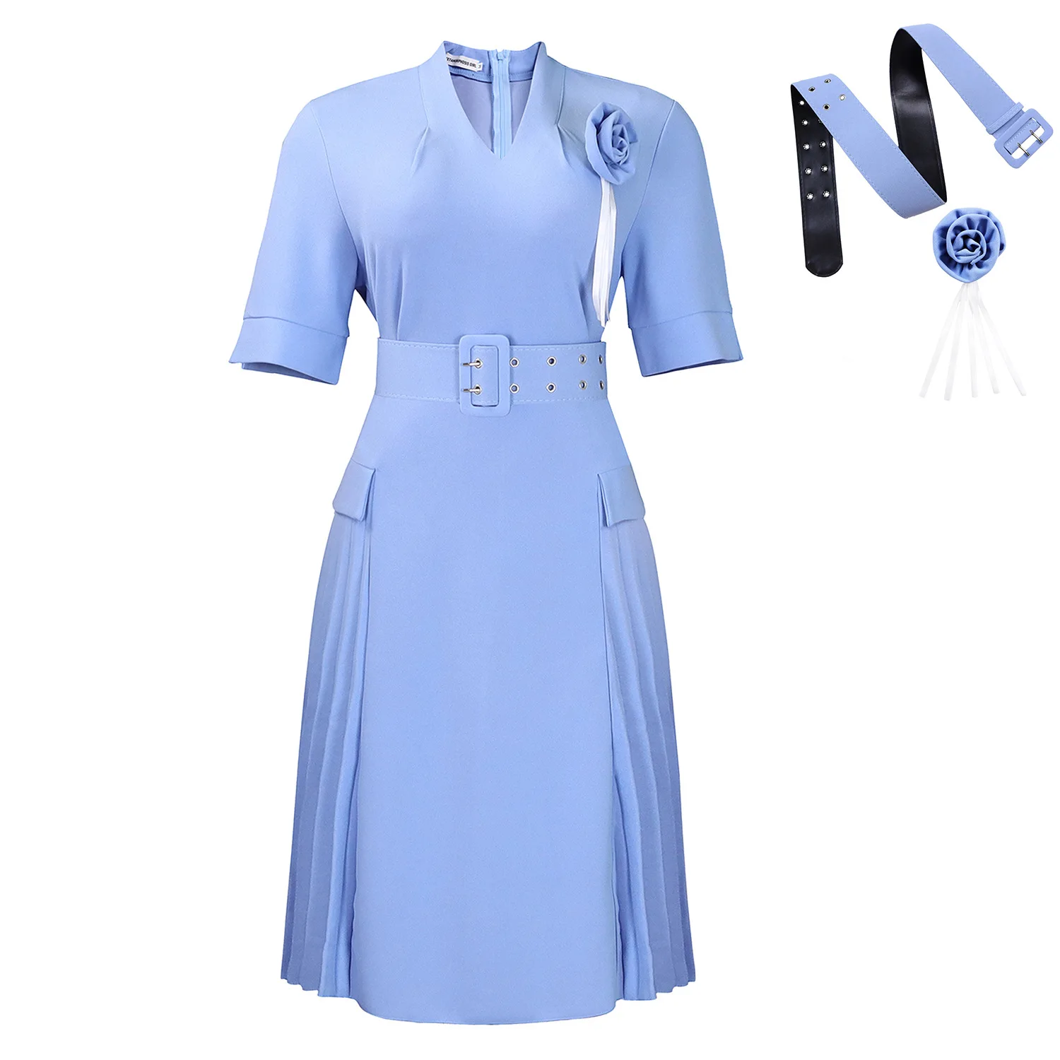 

Elegant African Party Evening Dresses for Women Summer Short Sleeve V-neck Polyester Pleat Midi Dress Dashiki Africa Clothing