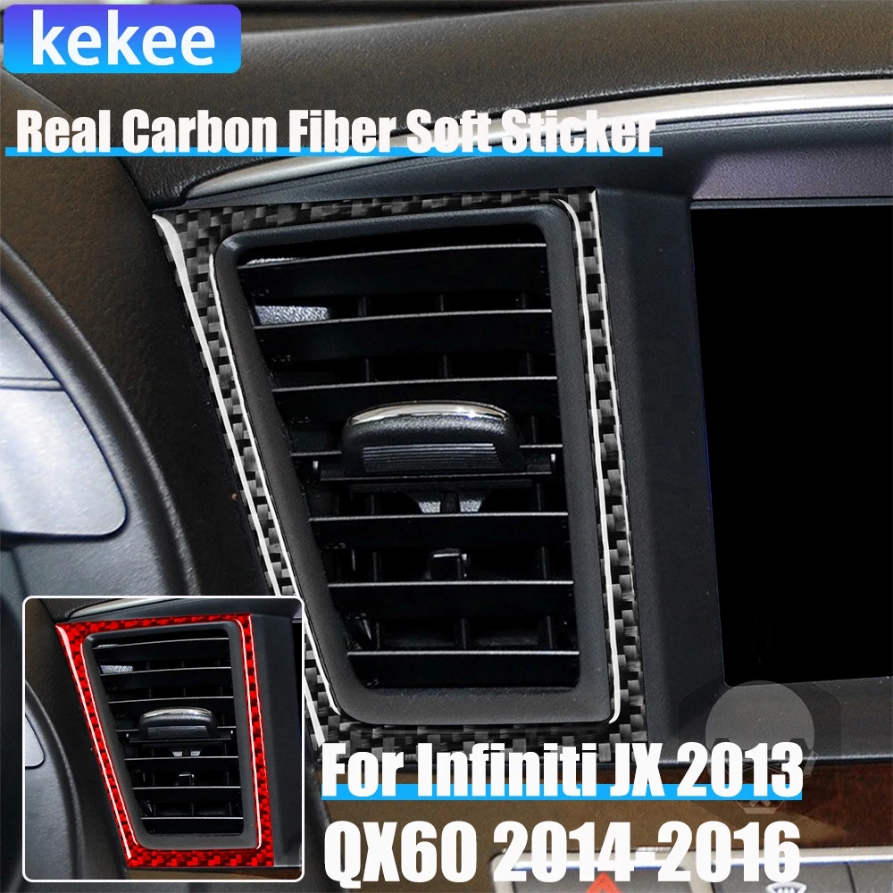 

Настоящее углеродное волокно, автомобильные аксессуары, центральная консоль, накладка на вентиляционное отверстие, мягкая наклейка для Infiniti JX 2013 QX60 2014 2015 2016