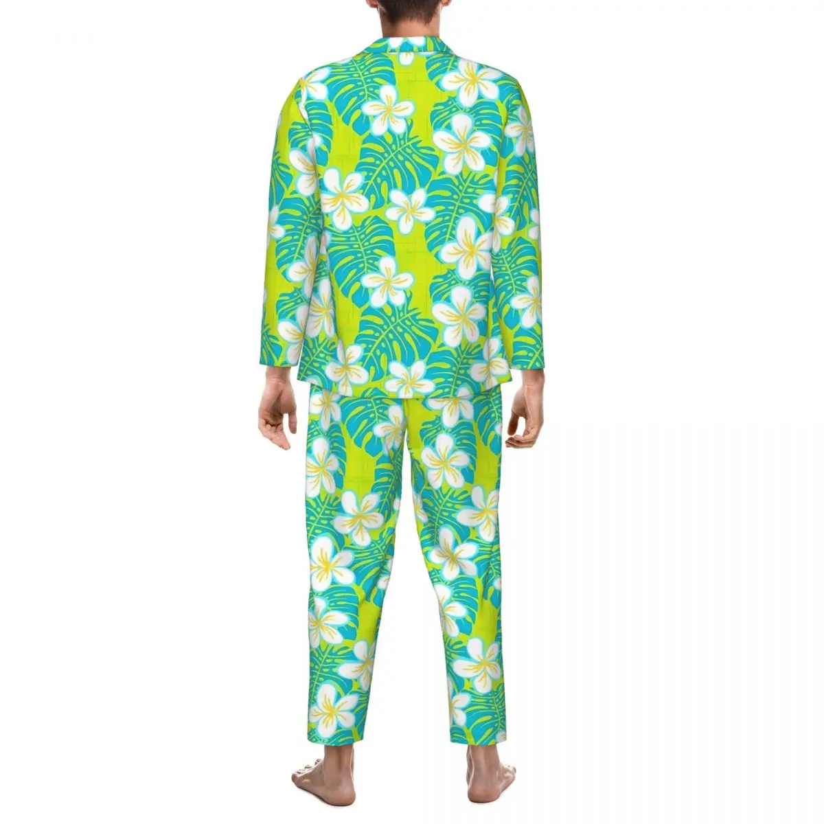 Pigiama Uomo Hawaiano Tropicale Floreale Camera Sleepwear 2 Pezzi Pigiama Vintage Set Manica Lunga Caldo Oversize Abito da Casa