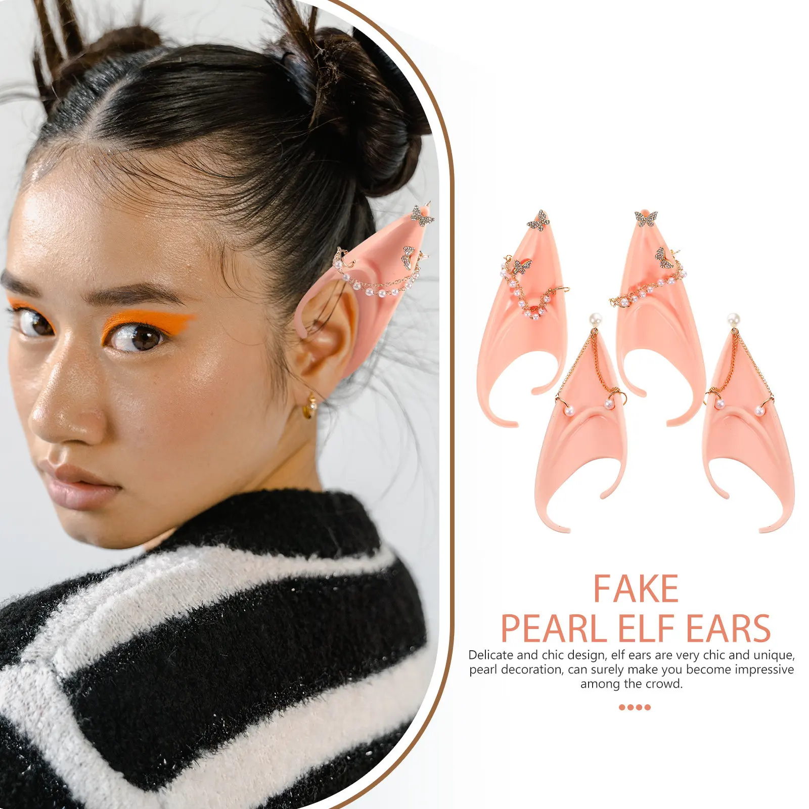 

2 шт. жемчужные серьги-гвоздики «Фея», изящный и стильный дизайн для длительного ношения без дискомфорта, идеальные аксессуары для костюмов на Хэллоуин, реквизит для косплея в виде ушей