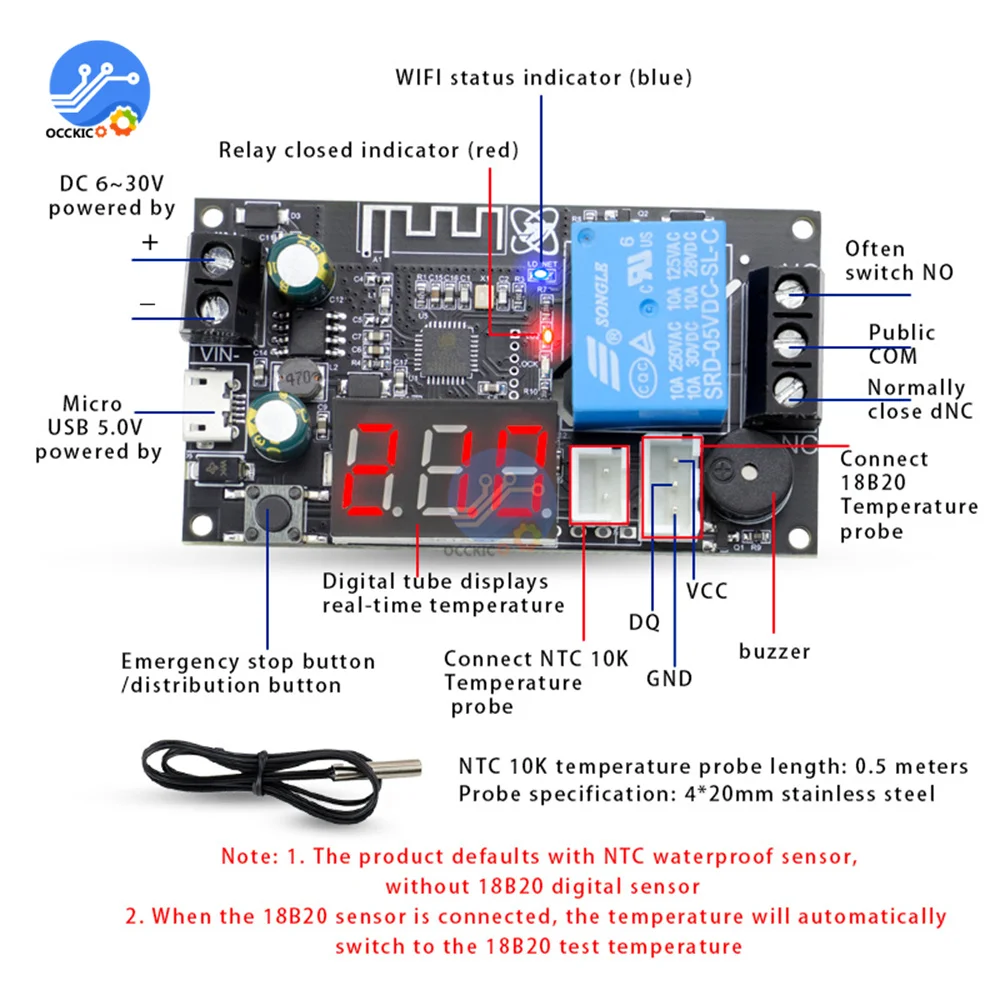 Wi-fi термостат с удаленным управлением модуль контроллера температуры высокой точности, для охлаждения и нагрева, приложение для сбора температуры XY-WFT1, WFTX