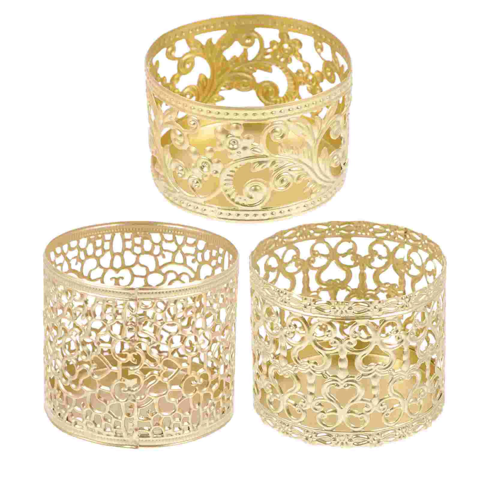 

3 Pcs Candlestick Stand & Holder Holders Lights for Decoration Hollow-out Wrought Iron
