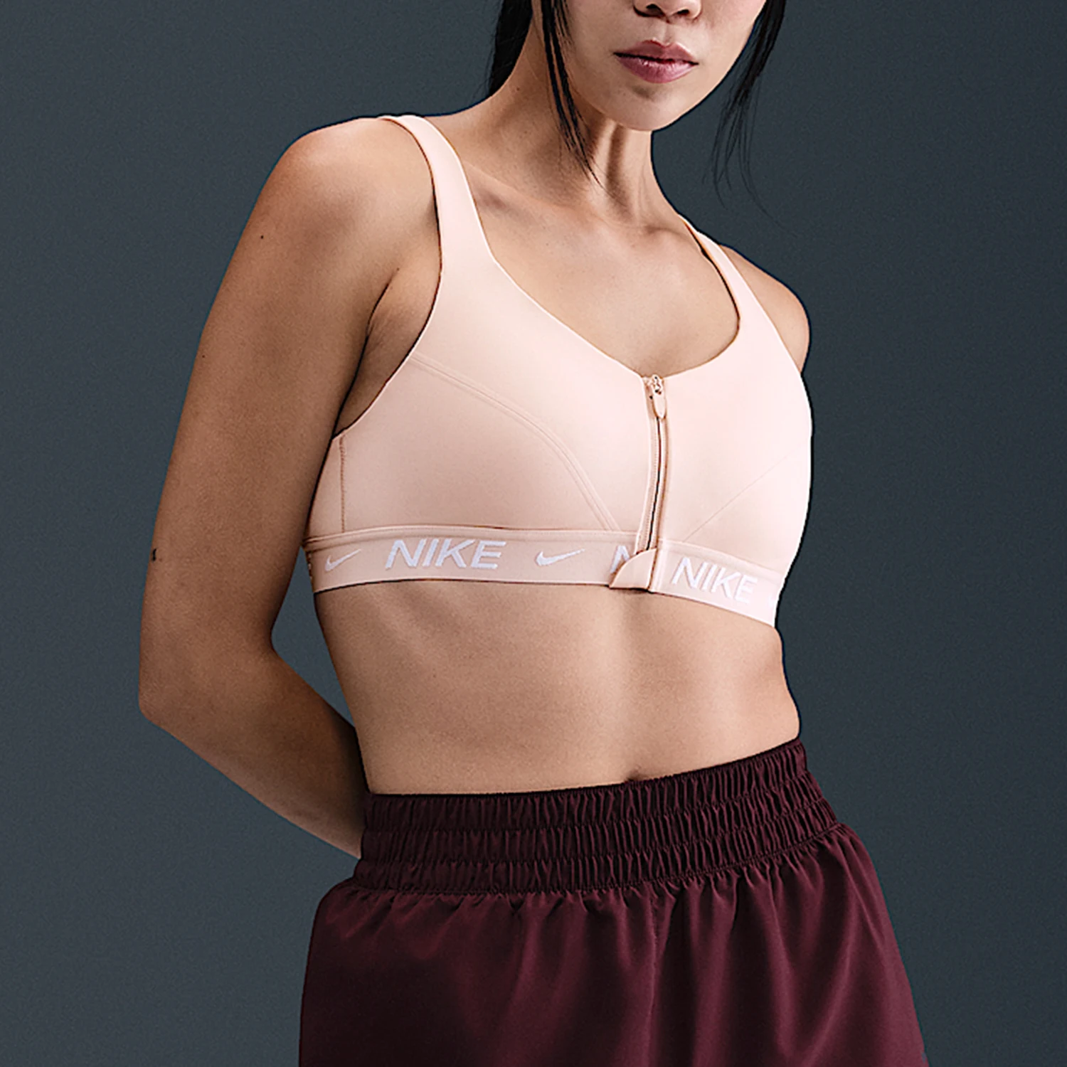 Nike Authentic Indy Women's High Strength Support Front Zipper Sports Underwear HQ2752-667