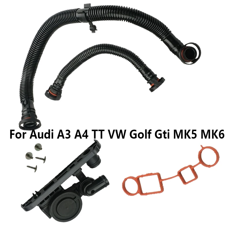 Vent Valve Breather Hose Set 06F129101P 06F129101N w/Gaskets for Audi A4 VW Passat Jetta Golf MK5 3