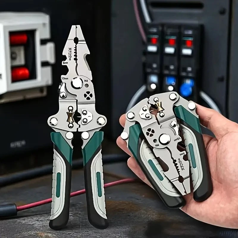 

Foldable wire stripper pulley design multi-function electrician wire splitter wire winding pliers crimping pliers hand tool