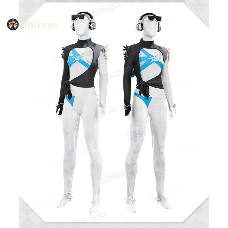 Disfraz de Cosplay de Luna Snow con remaches, mono de juego, abrigo, auriculares, uniforme de fiesta, ropa de rol para juego de Halloween, Onlycos