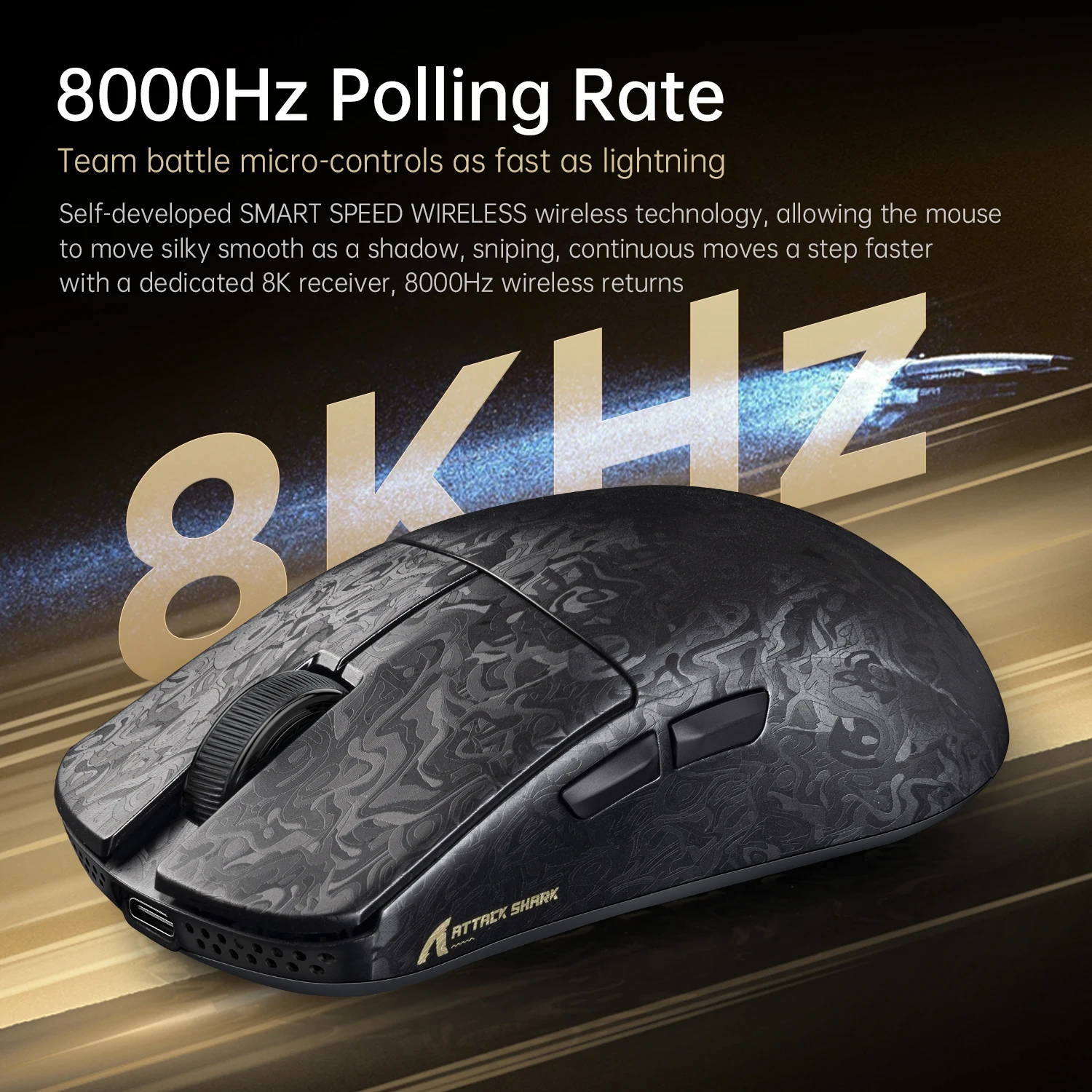 ماوس ألعاب Attack Shark R11 Ultra من ألياف الكربون لاسلكي 8K Polling PAW3950MAX مستشعر 42000 ديسيبل متوحد الخواص OMRON 100M Switch #3