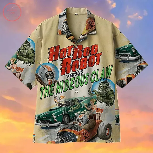 Camisa havaiana carro 3d impresso camisas das mulheres dos homens blusa de praia vocação lapela camisas cuba roupas masculinas