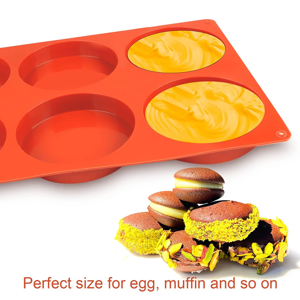 Large Silicone Cake Mold 6-Cavity Round Silicone Baking Mould Egg Pan Chocolate Muffin Mousse Tray DIY Cake Accessories