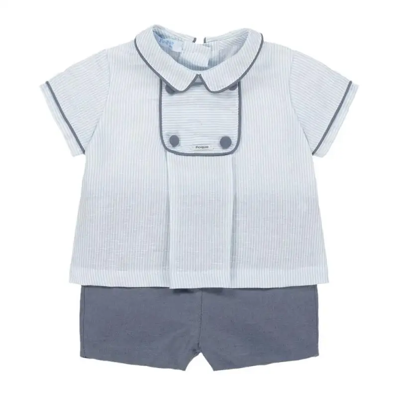 2024 Summer Baby Boys Set Turn-Down Collar Shirt Solid Shorts Children\'s Two Piece Sets Casual High Quality Cotton Toddler Suit