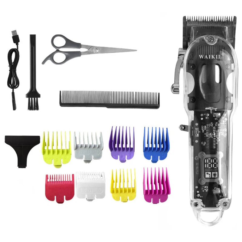 WAIKIL-barbeiro elétrico multi-funcional navalha para homens, cabeça branqueamento empurrador, carregamento USB, aparador sem fio, óleo cabeça clipper, novo