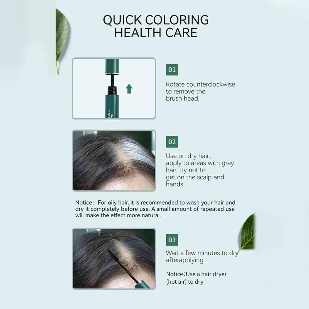 Palo para teñir el cabello, tinte rápido de larga duración, lavable, alto desechable, cubierta sin tinte, saturación no tóxica, graso H E9Q8