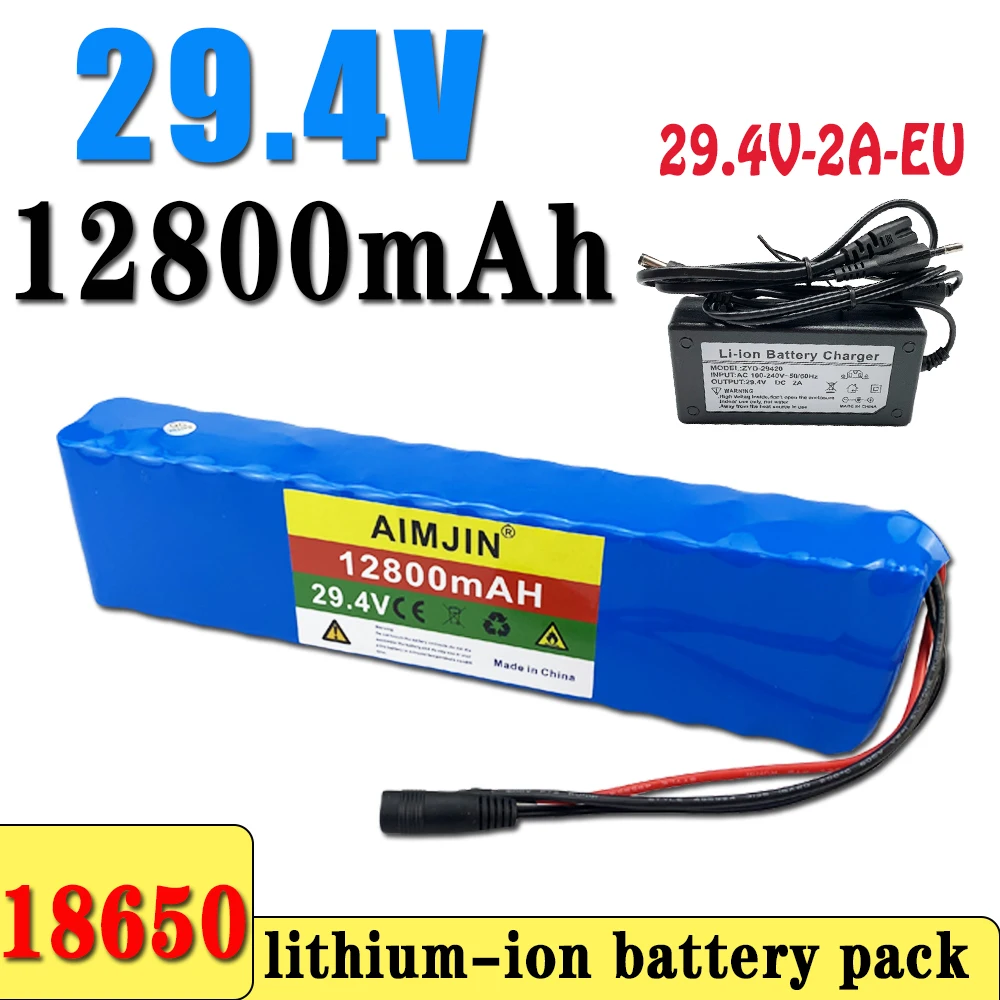 

New 7S4P 24V 12800mAh 29.4V 18650 rechargeable lithium-ion battery pack with BMS, suitable for electric wheelchairs+29.2Vcharger