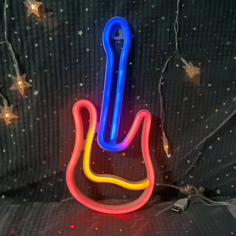 LED Guitar Musical Neon Light Festival Atmosphere Decoration Neon Lamp Glowing For KTV Bar Party Bedroom Wall Decor Adult Gift