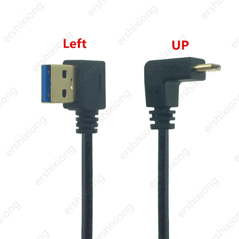 90 Degree USB C Cable USB 3.0 A to USB Type C Left / Right Angle Data Sync & Charge Cord USB-C Converter Adapter double angled