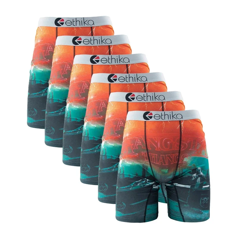 6 pièces ETHIKA Sexy imprimé hommes sous-vêtements Boxer Shorts caleçons respirant homme culotte Lingerie grande taille hommes boxeurs slips XXXL