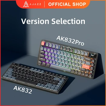 AJAZZ Wired Mechanical Keyboard AK832 PRO 2500mAh Wireless 2.4G Bluetooth Colorful Lighting Gaming and Office For Windows PC