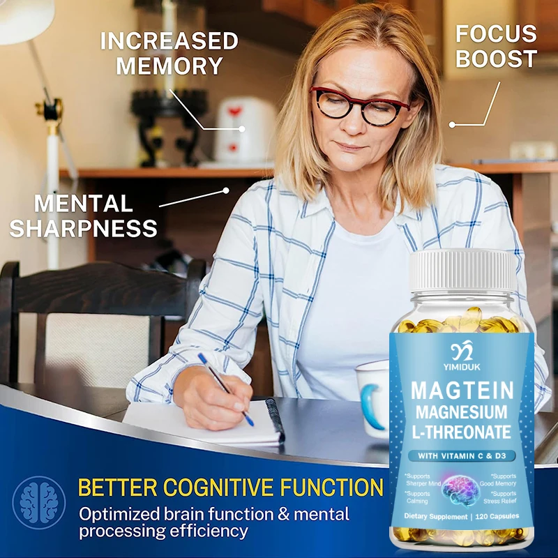 Magtein Capsules Magnesium L-Threonate 144mg Supports Focus, Mood, Healthy Memory, Cognitive Function