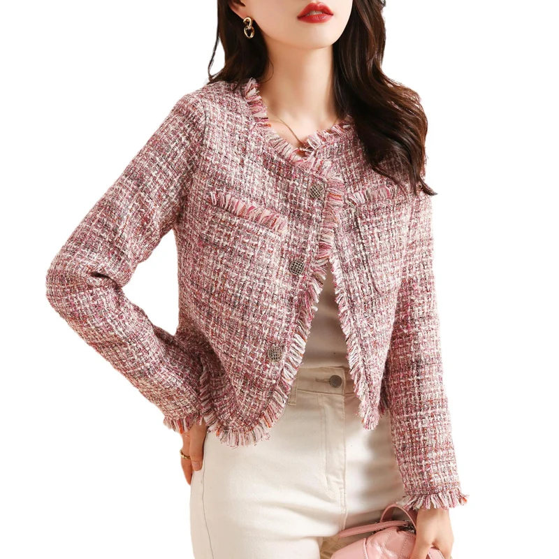 

Women's fringe tweed jacket 2024 new spring and autumn season small fragrant style short top