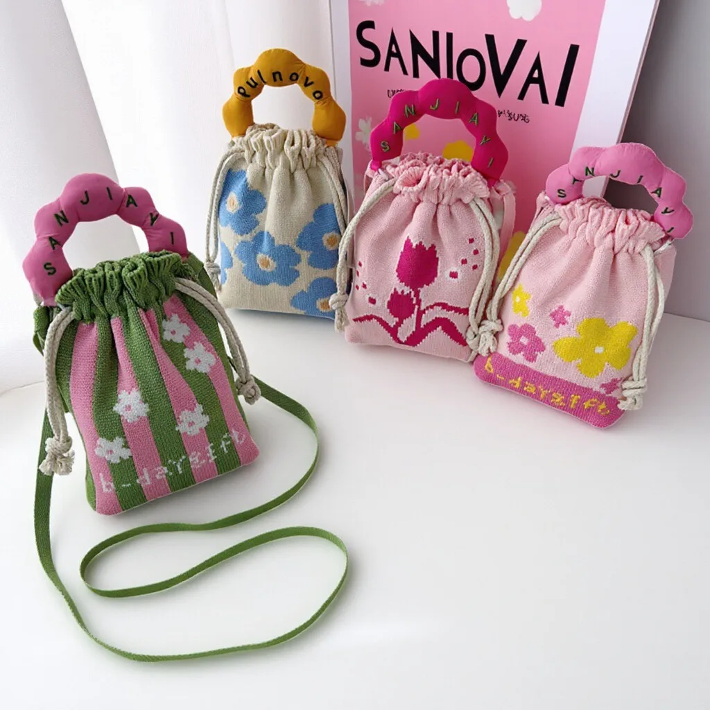 

Korean Sle Knitted Handbag Women's Large Capaci Portable Single oulder Crossbody Phone Bag Handheld Wrist Bag