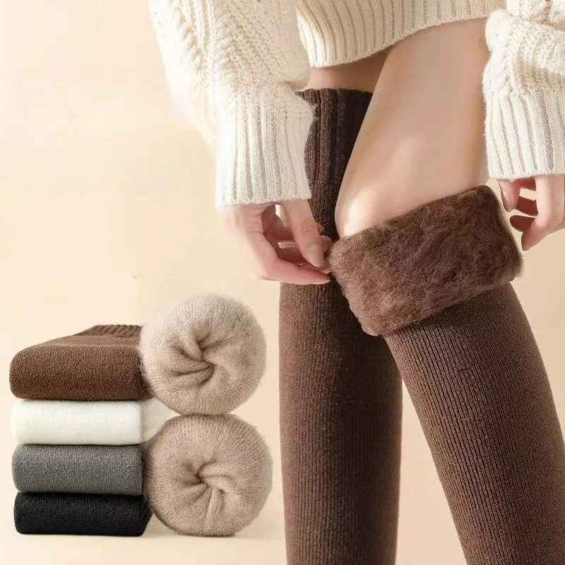 

1 Pair Women's Fleece-Lined Over-the-Knee Socks for Fall/Winter Thickened Warm Thigh-High Socks High-Top Long Socks Stockings