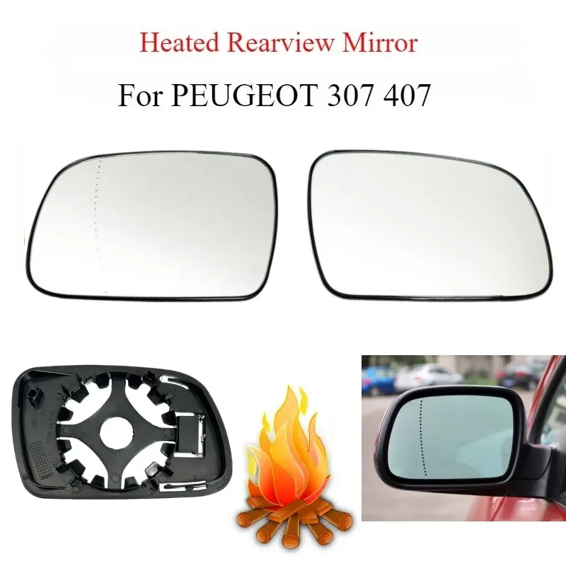 

Стекло зеркала заднего вида с подогревом для PEUGEOT 307 2001-2008 Peugeot 407 2004-2008, левая и правая сторона заднего вида 2002 2007 2006 2005 2003