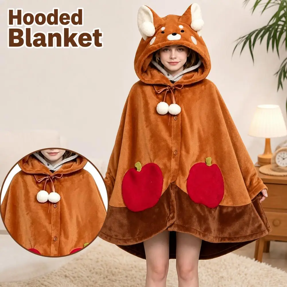 Creative Cartoon Cat Cape Little Fox Bear Cloak Office & Home Wear Thickened Shawl for Outdoor Use Girls