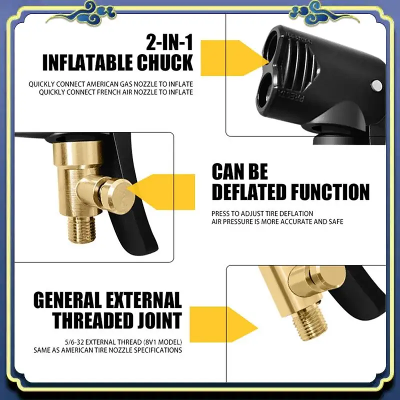 

AU16-латунный портативный надувной насос, воздушный патрон для автомобильных шин, насос для накачивания, разъем клапана, адаптер с зажимом, клапан колеса для автомобильных шин